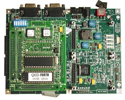 The QVGA Controller showing the QED Board mounted on the QVGA Board.