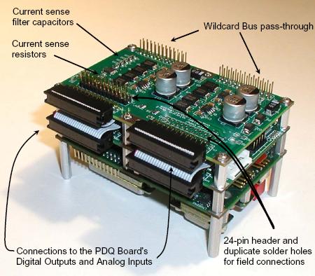 Connections to the PWM driver mezzanine board, which converts PIC microcontroller or 9S12/HCS12 logic level PWM signals to high current pulse width modulated drive, PIC PWM, PWM PIC